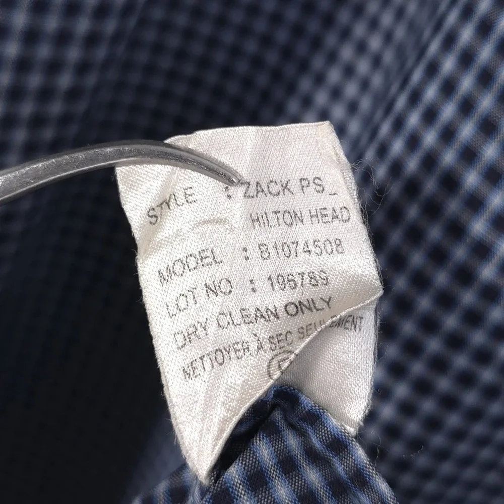 THEORY Men's Blue Micro Check‎ Dress Shirt Cotton Zack PS-Hilton Head LARGE